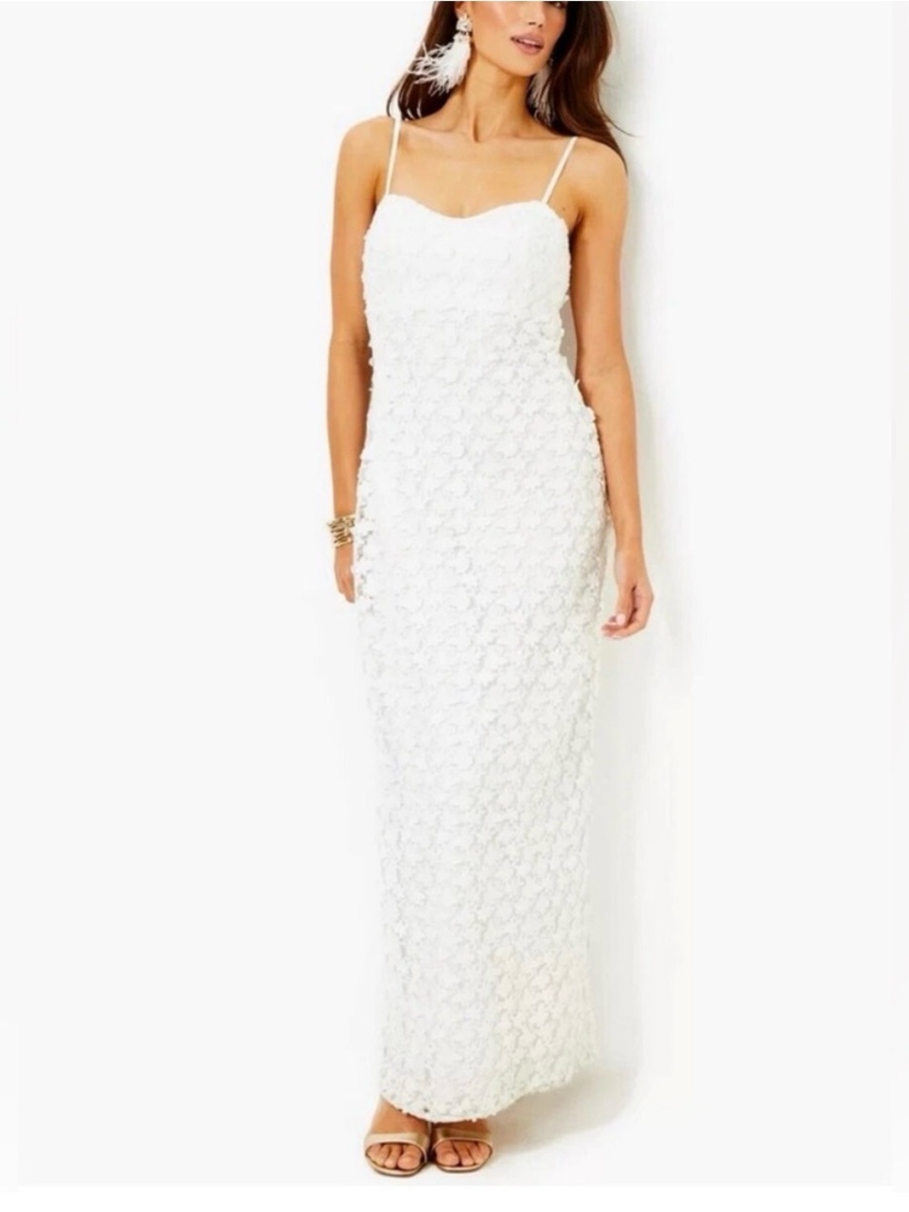 Lilly Pulitzer White Lace Spaghetti-Strap Maxi Dress